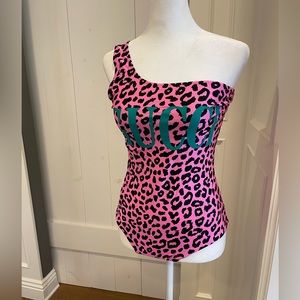 Gucci one shoulder one piece leopard swimsuit. Size Small
